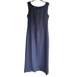 Leslie Fay Women's Blue Career Shift Maxi Dress Size 8 Sleeveless